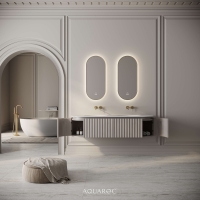 Belgravia Vanity Unit & Double Stone Basin 1600mm Sabbia Grigio Oak